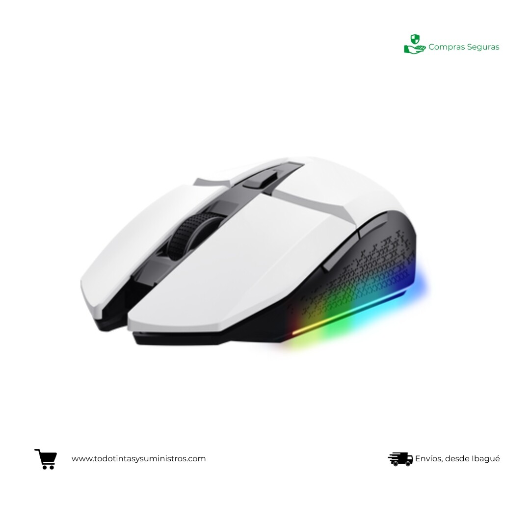 Mouse Gamer Inalámbrico Trust GXT 110 Felox Blanco- Recargable
