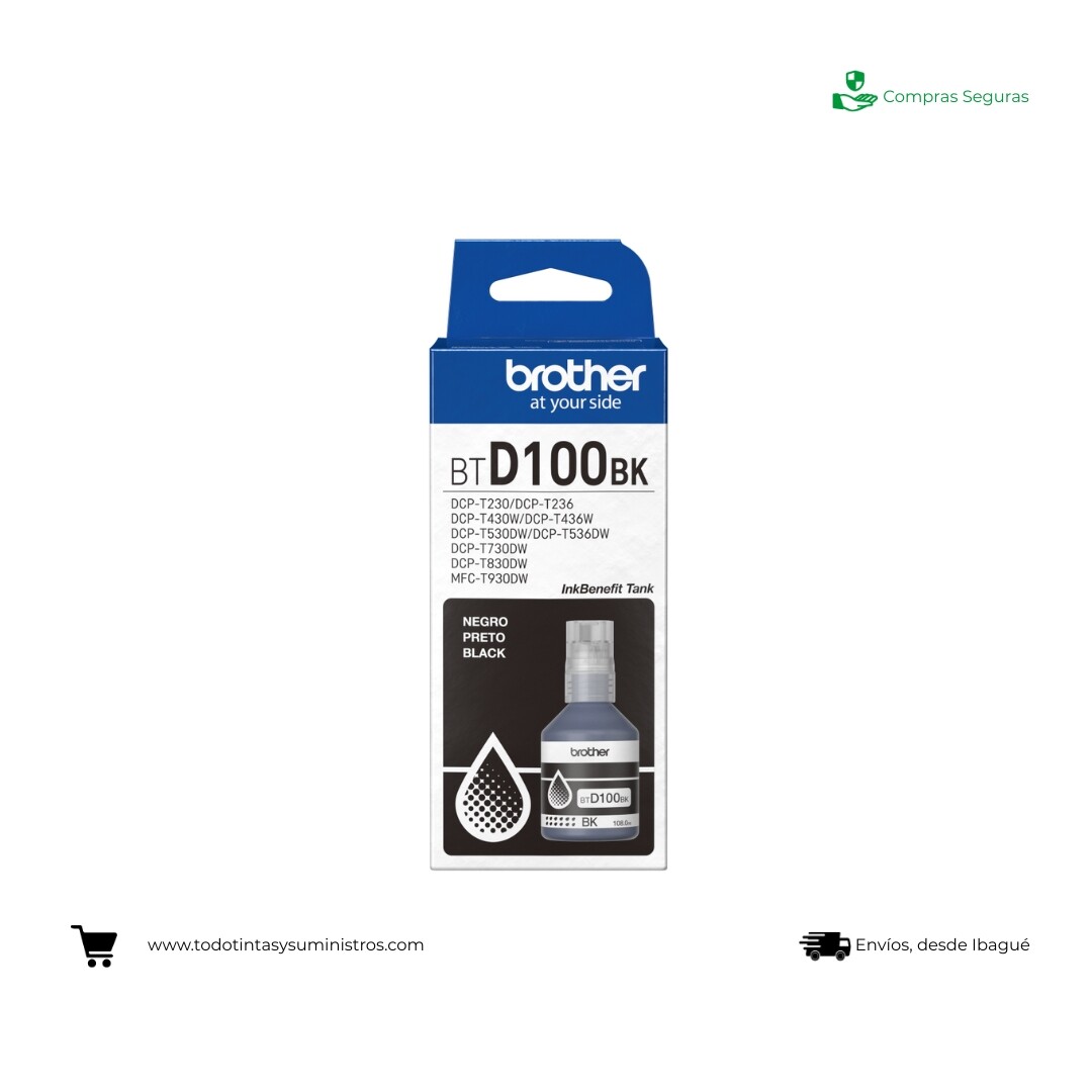 Botella de Tinta Brother BTD100 Negra Original