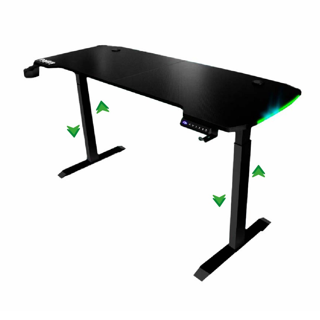 Mesa Gamer Power Group AY-1 Elevable RGB + Soporte Vaso y Diadema