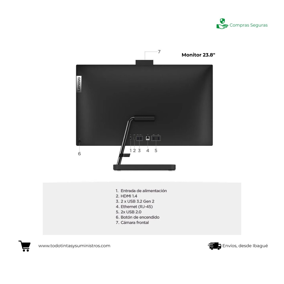 Todo en uno Lenovo  Ryzen 7 IdeaCentre 3 24ALC6 - 23.8" SSD 512 GB RAM 8 GB 2