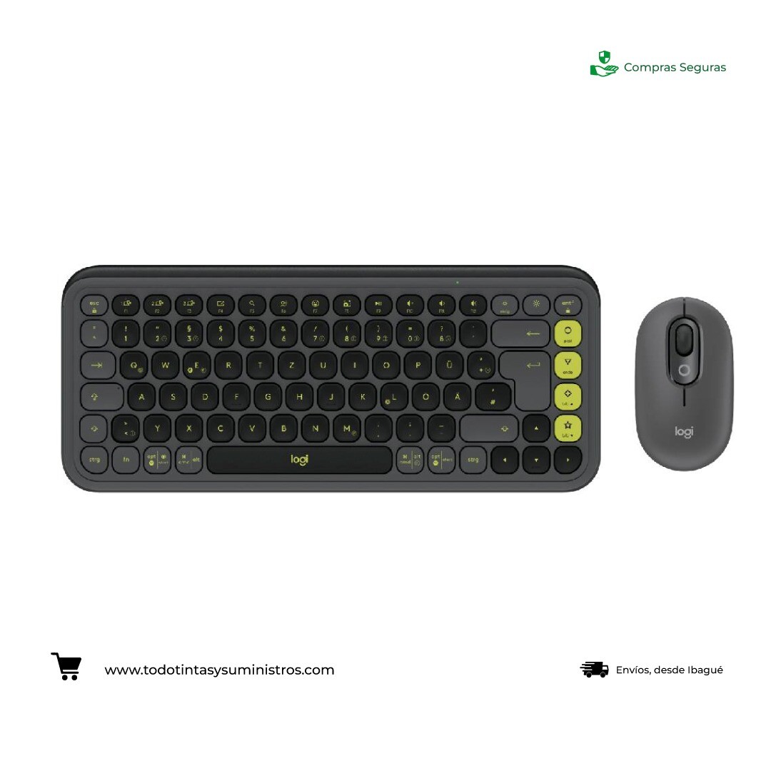 Combo Logitech Inalámbrico Teclado y mouse POP Icon Negro