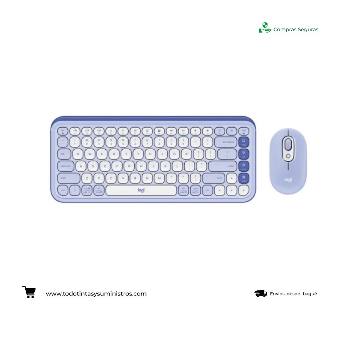 Combo Logitech Inalámbrico Teclado y mouse POP Icon Morado
