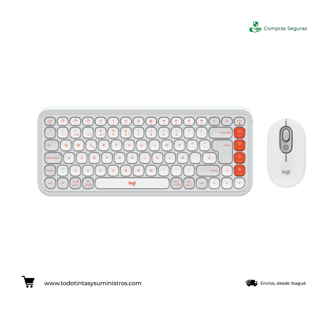Combo Logitech Inalámbrico Teclado y mouse POP Icon Blanco