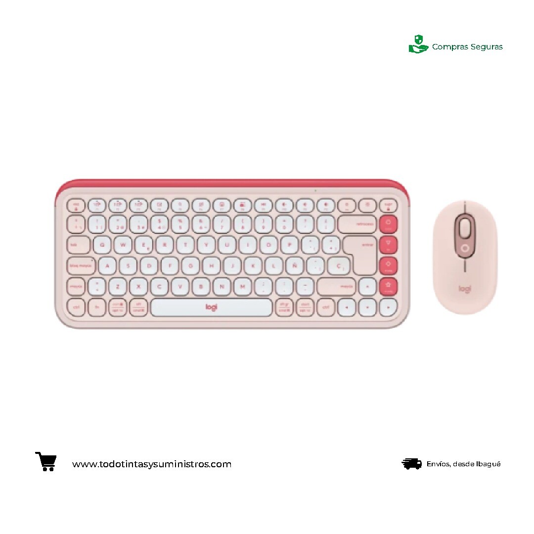 Combo Logitech Inalámbrico Teclado y mouse POP Icon Rosado