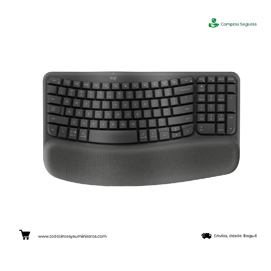 Teclado Logitech Wave Keys inalámbrico ergonómico Negro