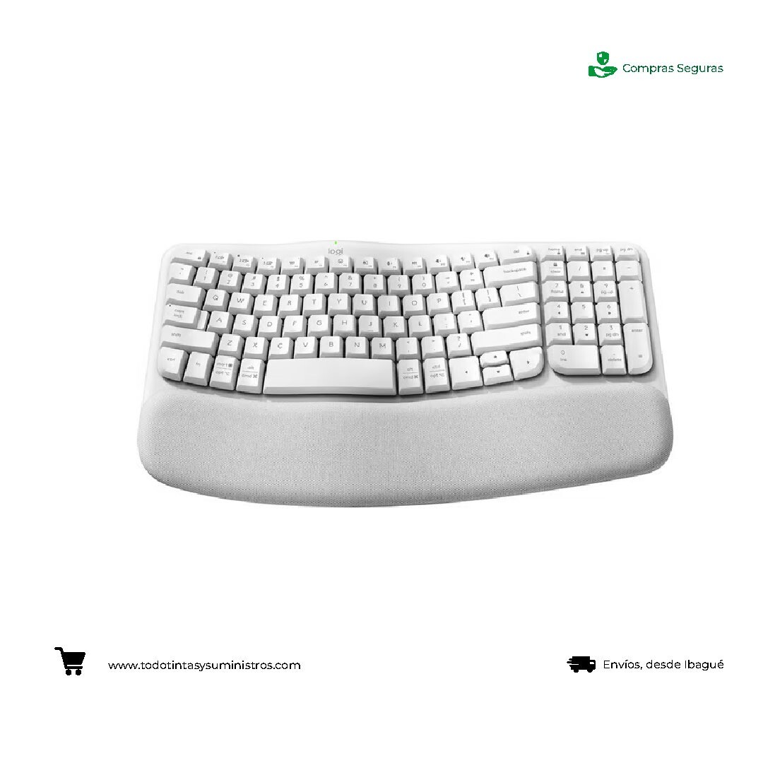 Teclado Logitech Wave Keys inalámbrico ergonómico Blanco