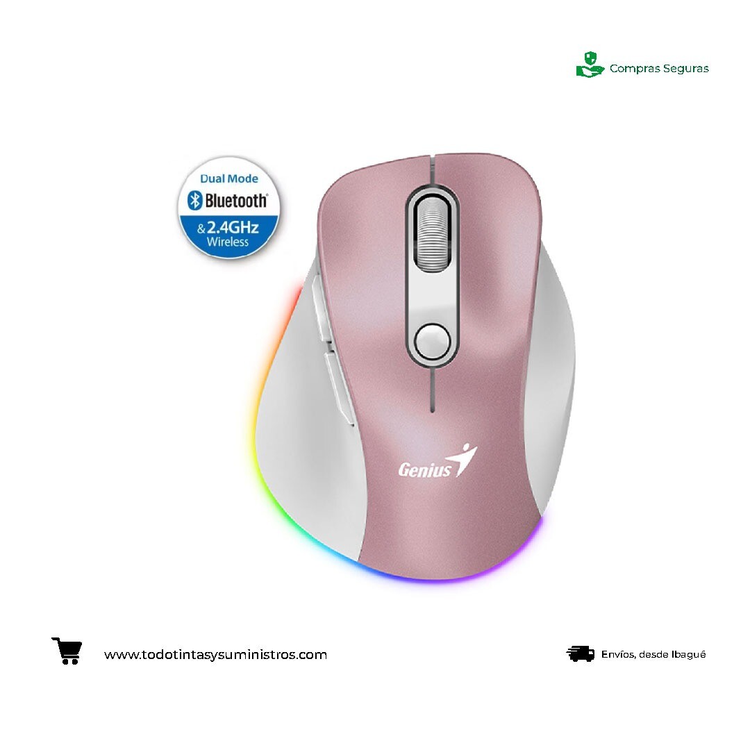 Mouse Genius Ergo 9000S Pro inalámbrico Bluetooth recargable rosado