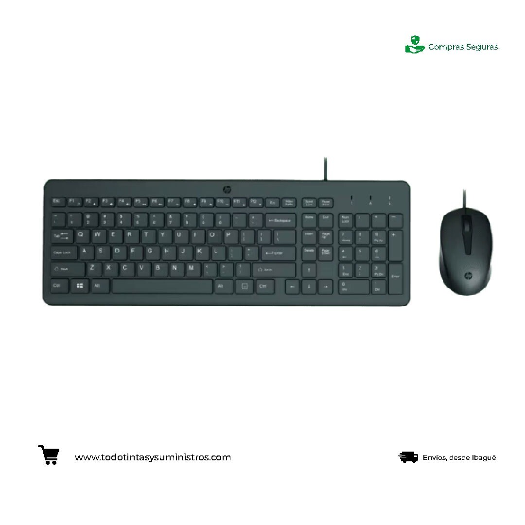 Combo Hp 150 alámbrico teclado y mouse negro
