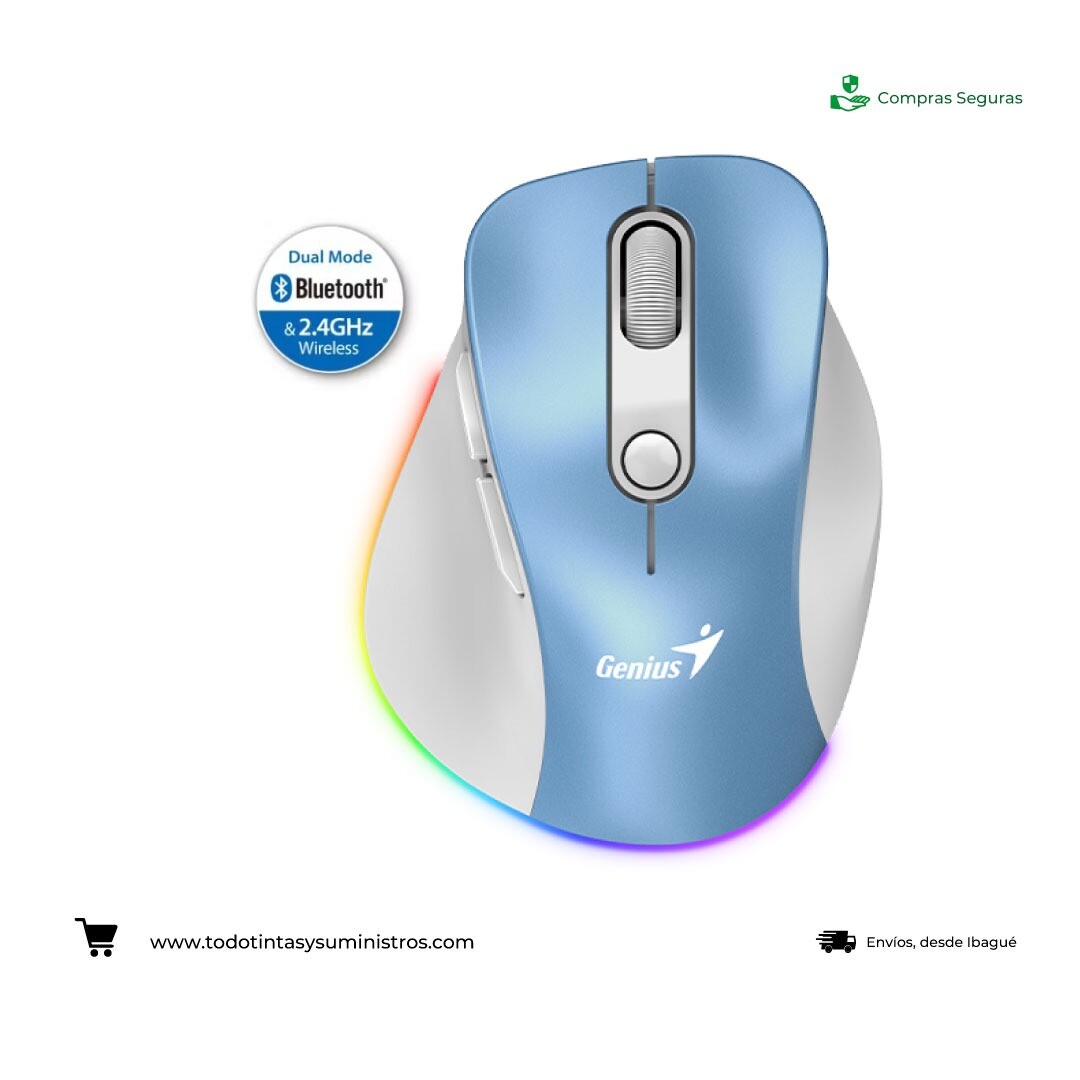 Mouse Genius Ergo 9000S Pro inalámbrico Bluetooth recargable Azul