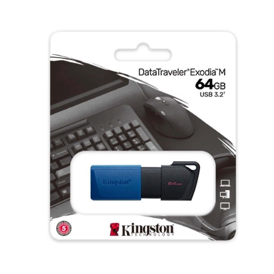 Memoria USB Kingston DataTraveler Exodia M Retráctil 64Gb Azul